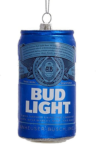Kurt Adler 4.75" Bud Light Beer Can Glass Ornament Standard