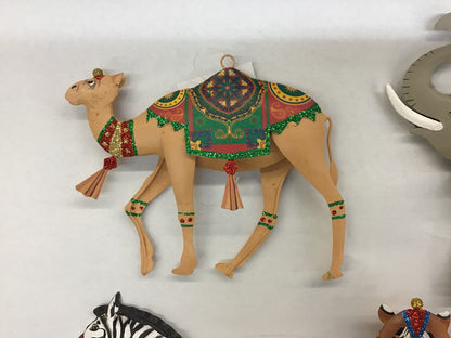 C&F Tin Boho Circus Animal Ornaments Assorted