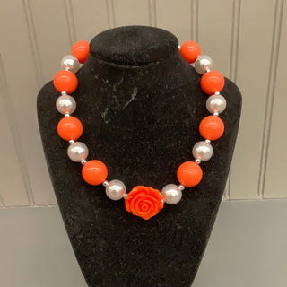 Peach Flower Beaded Necklace