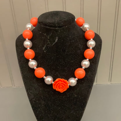 Peach Flower Beaded Necklace