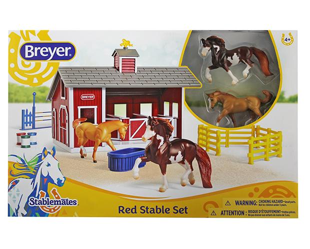 Breyer Stablemates Red Stable Set with Two Horses | 59197